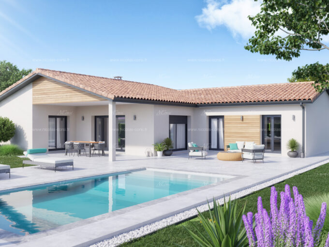 Aquitaine Residence CONSTRUCTION MAISON LANGON APERCU VILLA 5 ARRIERE