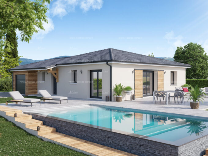 Aquitaine Residence CONSTRUCTION MAISON LANGON APERCU VILLA4 4 PANS AVANT